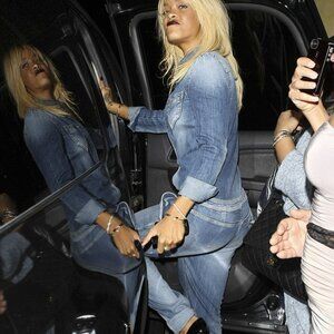 Armani Rhianna Blue Denim Jean Casual Jumpsuit Overall